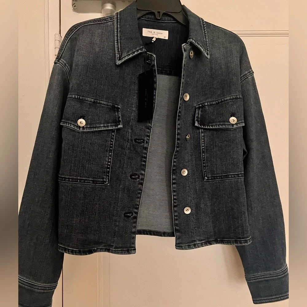 NWT Rag & Bone Medium Wash Jayde Shirt Jacket Size Small Blue - Picture 1 of 10